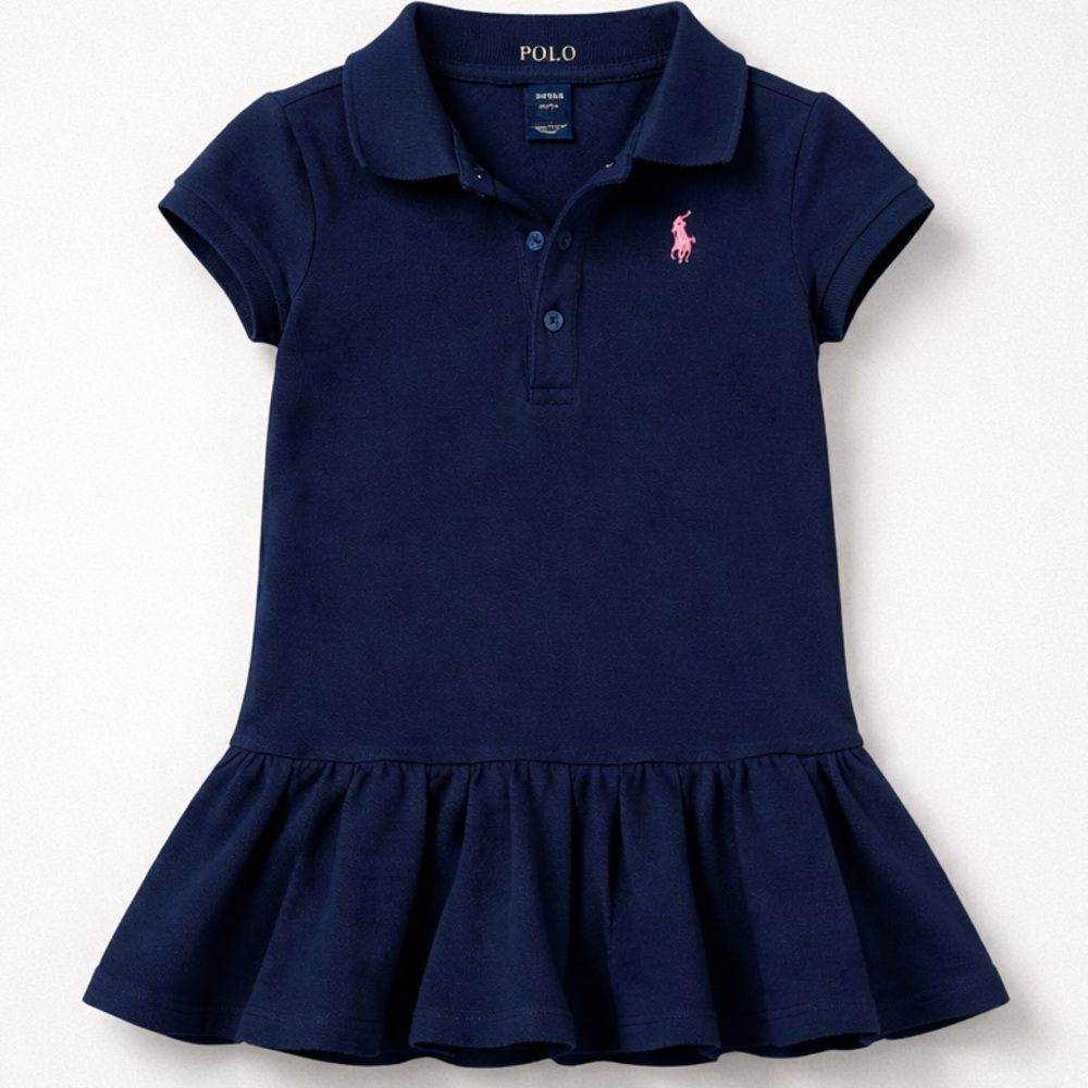 Polo by Ralph Lauren Kids Navy Polo with Pink Emblem size 3/3T